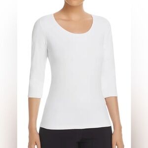 Hugo Boss open White Scoop Neck 3/4 Sleeve Top NWT Size Medium cream